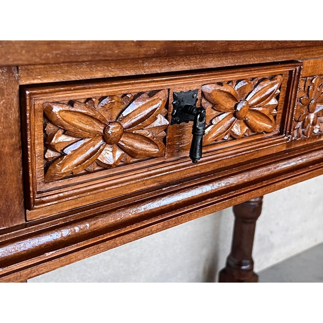 Early 20th Century Spanish Carved Console Table With Two Drawers For Sale - Image 9 of 11