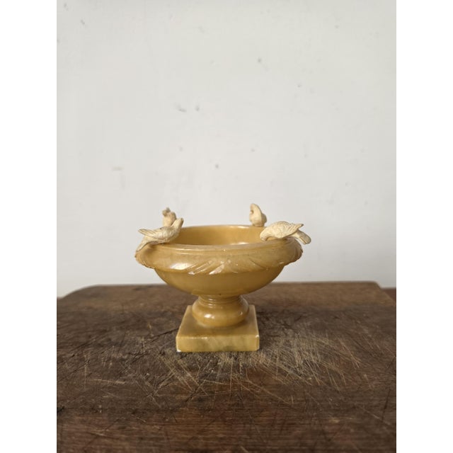 Vintage Italian Alabaster Bird Bowl, Hand Carved Alabaster Compote, Mid Century Italian Stone Dish, Hollywood Regency Decor For Sale - Image 10 of 11
