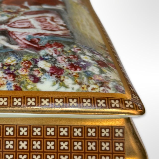Ceramic Vintage French Ceramic Hand Painted Porcelain Lidded Box For Sale - Image 7 of 9