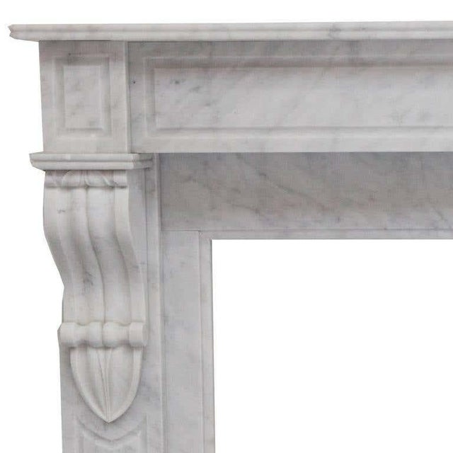 19th Century Louis Philippe Carrara Marble Fireplace Mantel For Sale - Image 5 of 6
