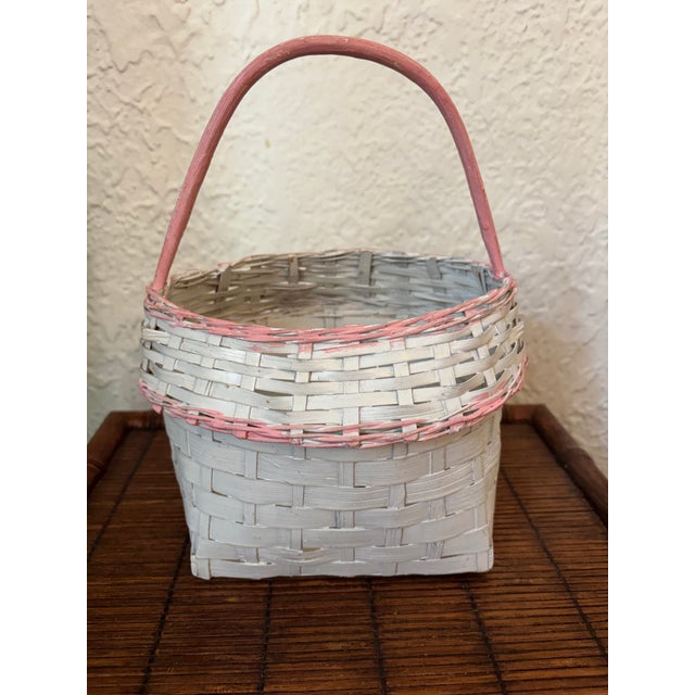 1980s Folk Art Hand-Painted Rabbit Basket For Sale - Image 4 of 7