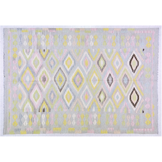 Textile Vintage Afghan Hand Made Organic Wool Maimana Kilim,5'6"x8' For Sale - Image 7 of 7