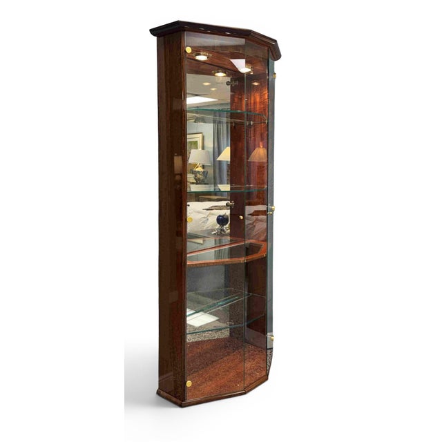 Wood Henredon Lacquered Mahogany Bunching Curio Display Cabinets, a Pair For Sale - Image 7 of 18