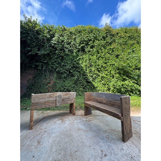 Primitive Rustic Farmhouse Reclaimed Barnwood Pew Bench 120 In. For Sale - Image 12 of 17