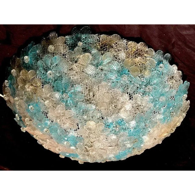 1970s Blue and Ice Murano Glass Ceiling Lamp from Barovier & Toso, 1970s For Sale - Image 5 of 14