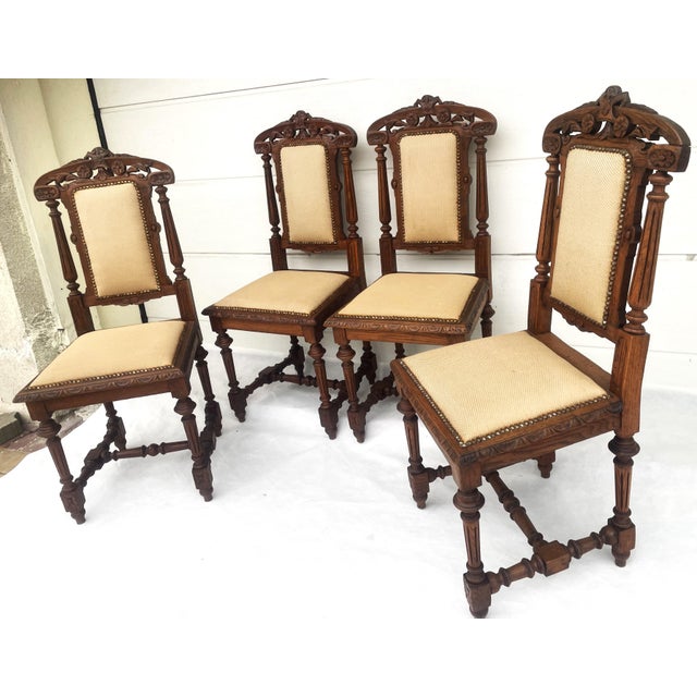 Neo-Renaissance Carved Wooden Chairs from Befos, 1880s, Befos, Set of 4 For Sale - Image 6 of 18