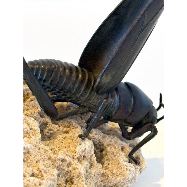 Japanese Articulate Bronze Grasshopper Jizai Okimono Myochin Linage Signed For Sale In Atlanta - Image 6 of 16