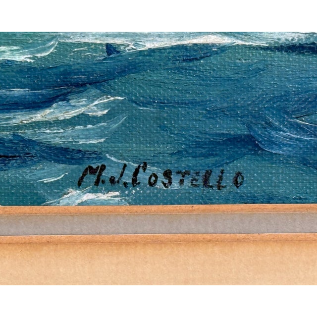 Vintage Nautical Oil Painting of Tall Ship Under Full Sail by Michael Costello of Provincetown For Sale In Providence - Image 6 of 8