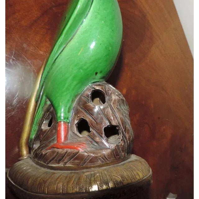 18th / 19th Century Chinese Export Porcelain Parrot Bird Figure Mounted as a Lamp For Sale - Image 9 of 11