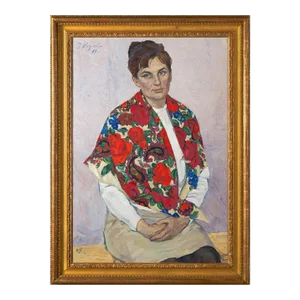 "Portrait of My Wife" Original Oil Painting by Engels Kozlov Circa 1969