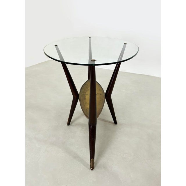 Black Coffee Table in Glass, Brass and Lacquered Wood, 1950s For Sale - Image 8 of 10
