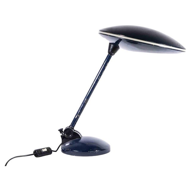 1970s Vintage Blue Metal Table Lamp, Italy, 1970s For Sale - Image 5 of 5