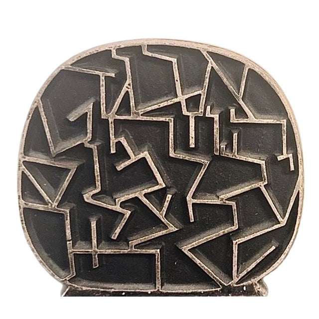 Rare Pair of Vintage 1950s Yemiel Hadany Mid Century Modern, Brutalist, Bronze, Abstract, Raised Relief Bookends of...