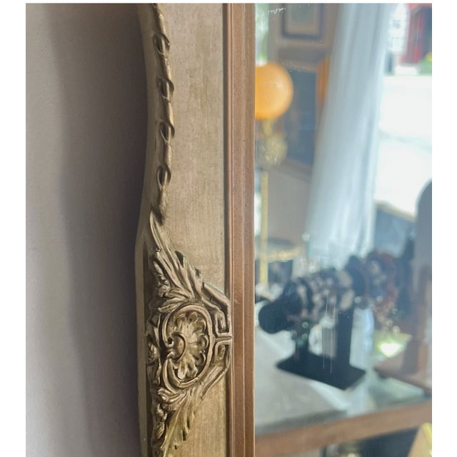 1970s Art Deco Ornate Carved Wood Mirror For Sale - Image 9 of 11