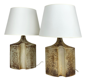 Large Danish Ceramic Table Lamps in Stoneware by Haico Nitzsche for Søholm Stentøj, 1960s, Set of 2