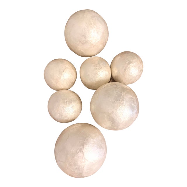 Vintage Two’s Company Capiz Shell Decorative Spheres — Set of 7 For Sale
