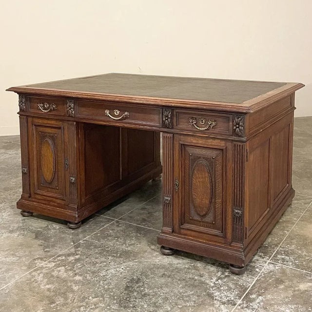 Antique French Louis XVI Neoclassical Double Faced Desk For Sale - Image 13 of 13