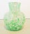 Art Glass Speckled Water Pitcher, green and white speckles, with clear glass handle.