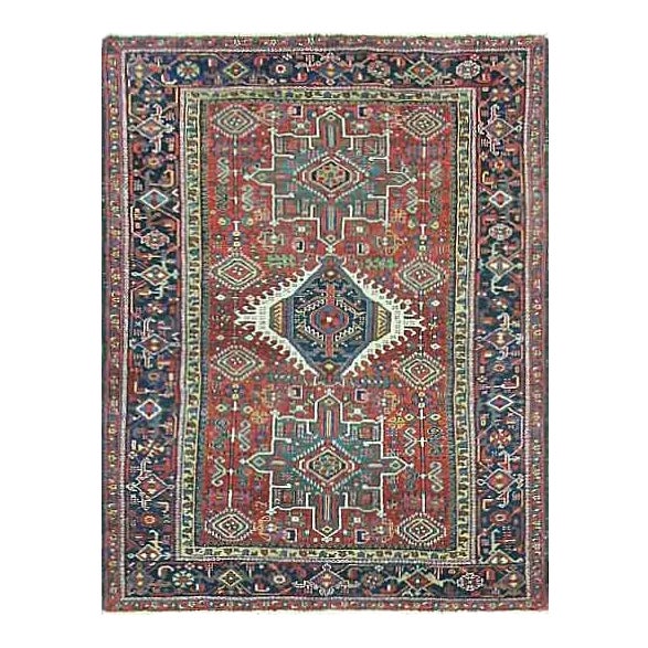 Early 20th Century Antique Persian Karaja Heriz Rug For Sale