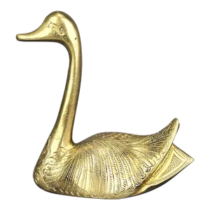 Mid 20th Century Art Deco Etched Brass Swan Sculpture