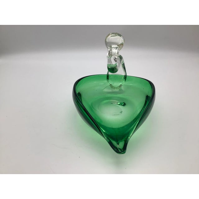 Glass 1980s Decorative Green Glass Bird For Sale - Image 7 of 13