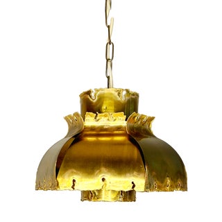 Brutalist Flame-Cut Copper Pendant Lamp attributed to Svend Aage Holm Sørensen, Denmark, 1960s For Sale