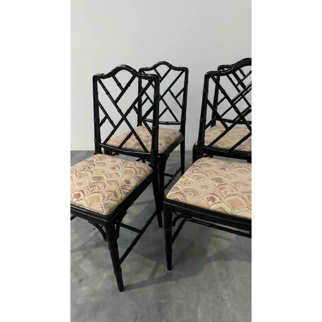 Faux Bamboo Dining Chairs in Black Lacquer, Set of 4 For Sale - Image 11 of 12