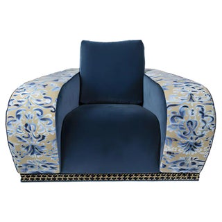 Blue Velvet Firenze Eticaliving Lounge Chair by Slow+Fashion+Design for VGnewtrend For Sale