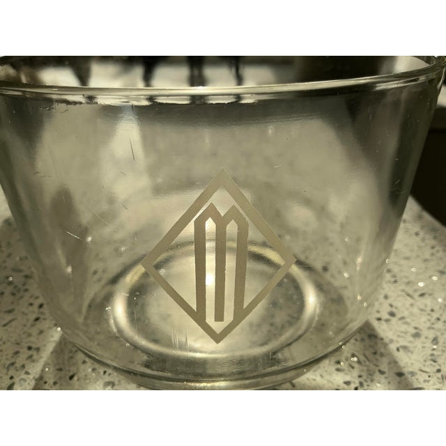 Art Deco Vintage Monogram "M" Glass Bowl For Sale - Image 3 of 4