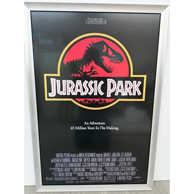 Black Cinematic Movie Poster Jurassic Park, Framed For Sale - Image 8 of 12