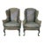 Pair of George I Style Leather Upholstered Wing Armchairs For Sale