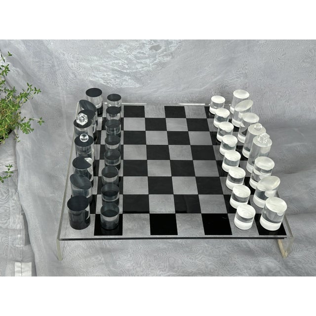 Plastic Mid Century Modern Acrylic Chess Set Game For Sale - Image 7 of 13