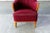 Red 1940's Danish Lounge Chair With Wood Armrest For Sale - Image 8 of 11
