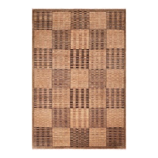 Bohemian Gabbeh Tan/Brown Wool Rug - 7'10'' X 9'8'' For Sale