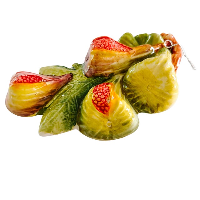 Vintage-Style Italian Majolica Fig Wall Plaques by Bassano Del Grappa Ceramiche - Pair For Sale - Image 9 of 12