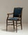 19th Century English Dark Wood Armchair With Navy Upholstery, Sunburst Inlay and Turned Legs For Sale - Image 14 of 16