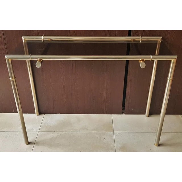 Mid-Century Modern Smoked Glass and Nickel Console Table, 1968 For Sale - Image 3 of 18