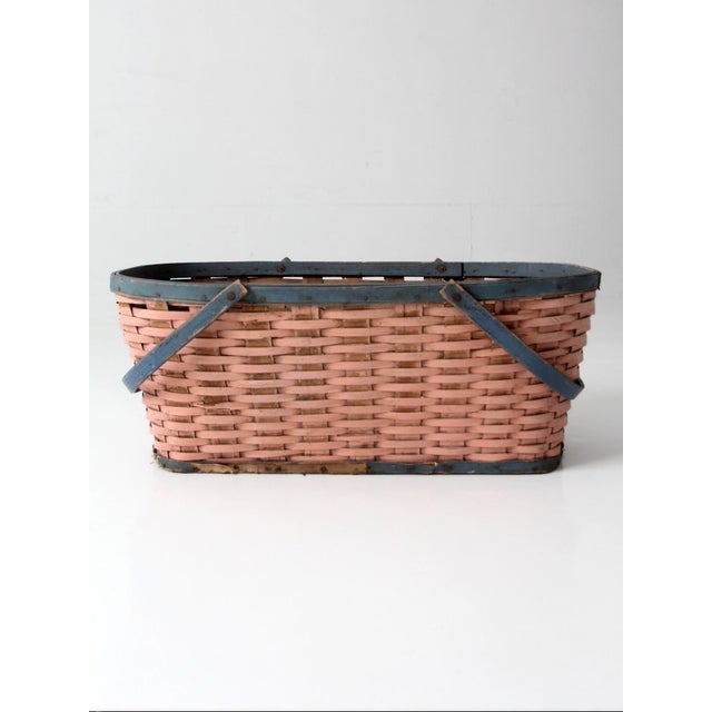 Antique American Splint Weave Gathering Basket For Sale - Image 10 of 15