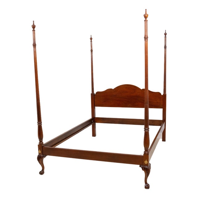 Hickory Chair Company Queen Size Claw Foot Mahogany Bed For Sale