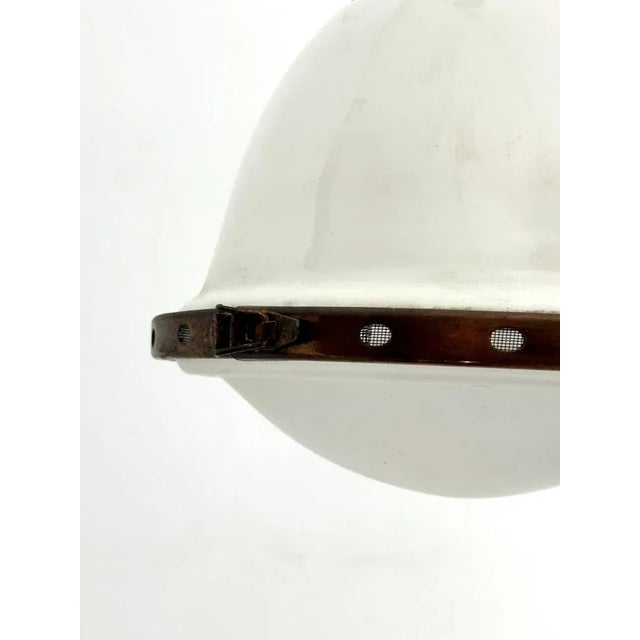 Mid-Century Modern Vintage Industrial Chandelier in Copper and Milk Glass, 1950s For Sale - Image 3 of 10