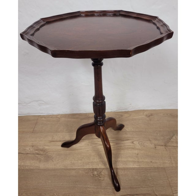 Octagonal Piecrust Tripod Wine Table with Fluted Legs, 1960 For Sale - Image 13 of 17