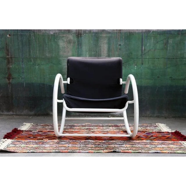 Metal Metal and Black Leather Ellipse Rocking Chair by Les Amisco, 1980s For Sale - Image 7 of 9