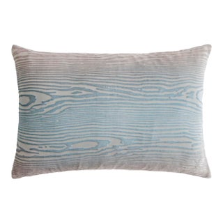 Kevin O'Brien Woodgrain Robin's Egg Mini Cut Velvet Pillow For Sale