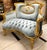Bring timeless romance into your home with this breathtaking French Louis XV loveseat sofa, upholstered in sumptuous sky...
