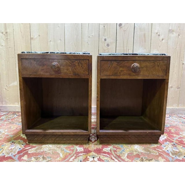 Wood Art Deco Bedside Tables, Set of 2 For Sale - Image 7 of 7