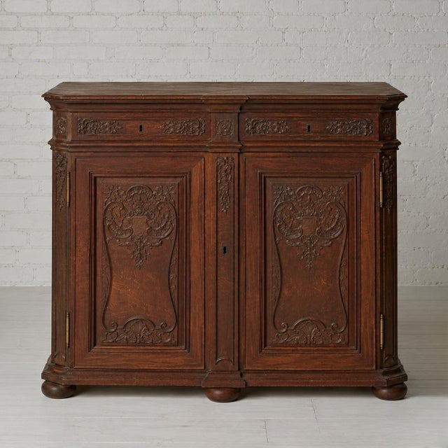 This exquisite 20th Century Belgian Walnut Server embodies timeless European elegance with its rich, warm walnut finish...
