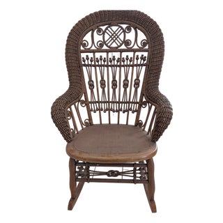 Antique Natural Wicker Rocker For Sale