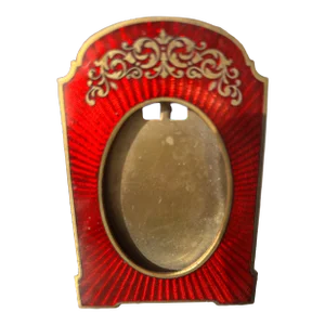 1930s Art Deco Guilloche Red Picture Frame Signed Lenk Made in Austria