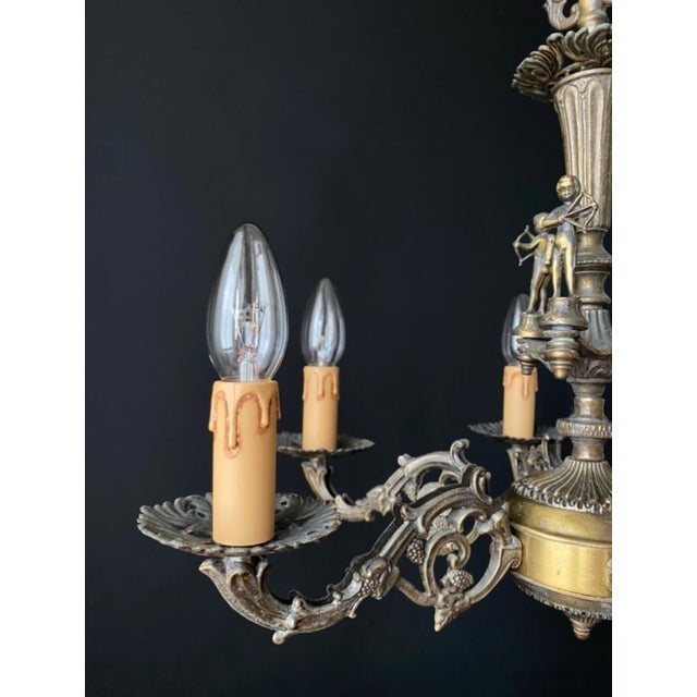 Brown Vintage Brass Chandelier with Archers, 1960s For Sale - Image 8 of 12