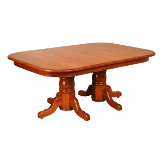 Amish Made Cherry Dining Table With Four Leaves For Sale